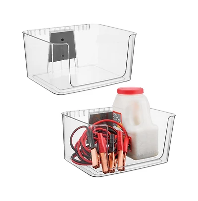 iDesign Large Wall-Mounted Open-Front Bin/Bracket, Set of 2, Clear, Made in Usa