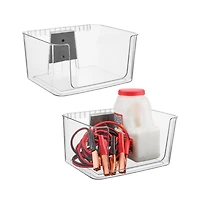 iDesign Large Wall-Mounted Open-Front Bin/Bracket, Set of 2, Clear, Made in Usa
