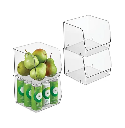 iDesign Open-Front Bin for Household Storage, Set of 4, Clear, Made in Usa