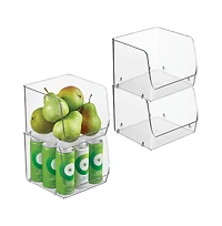 iDesign Open-Front Bin for Household Storage, Set of 4, Clear, Made in Usa