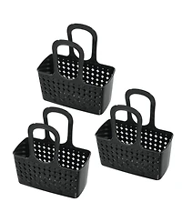 iDesign Portable Shower Tote for Dorm or Bathroom, Set of 3, Black, Made in Usa