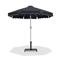 Meridian Furniture Amalfi Black With Cream Piping / Matte Black Metal Patio Umbrella with Base Sets