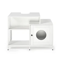 Aostirmotor White Cat Litter Box Enclosure Hidden Litter Washroom with Divider Indoor Large Cats