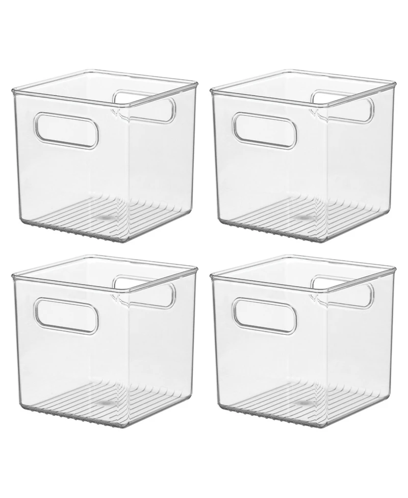 iDesign Cube Storage Bin with Handles for Pantry, Set of 4, Clear, Made in Usa