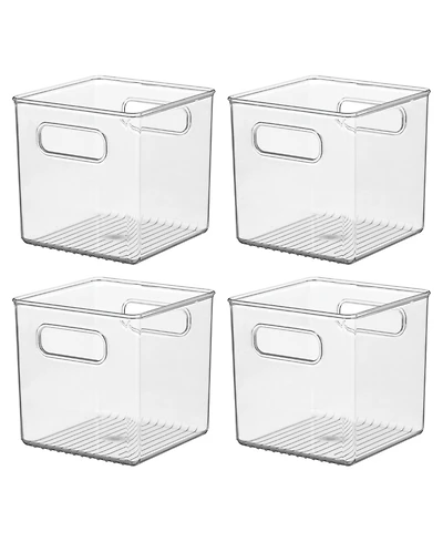 iDesign Cube Storage Bin with Handles for Pantry, Set of 4, Clear, Made in Usa