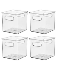 iDesign Cube Storage Bin with Handles for Pantry, Set of 4, Clear, Made in Usa