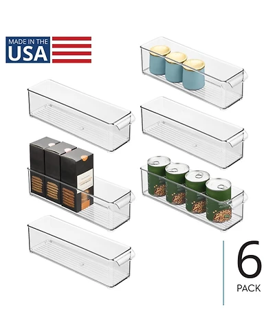 iDesign Stackable Fridge Storage Bin with Handle, Set of 6, Clear, Made in Usa