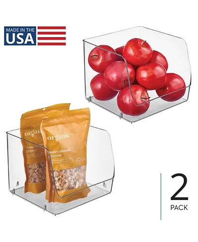 iDesign Stackable Open-Front Storage Bin - Set of - Clear