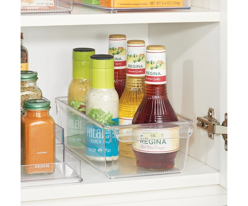 iDesign Fridge Storage Tray with Handle - Set of 4 - Clear