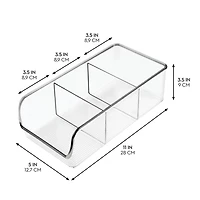 iDesign Stackable 3-Section Storage Bin for Pantry, Set of 4, Clear, Made in Usa