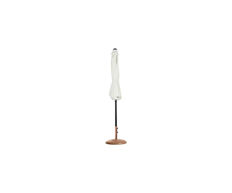 Meridian Furniture Fiji White Fabric / Teak Aluminum Patio Umbrella with Base Sets