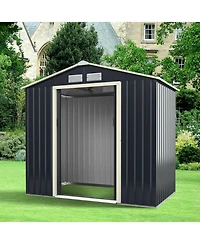 7 Feet x 4 Feet Metal Storage Shed with Sliding Double Lockable Doors - Gray