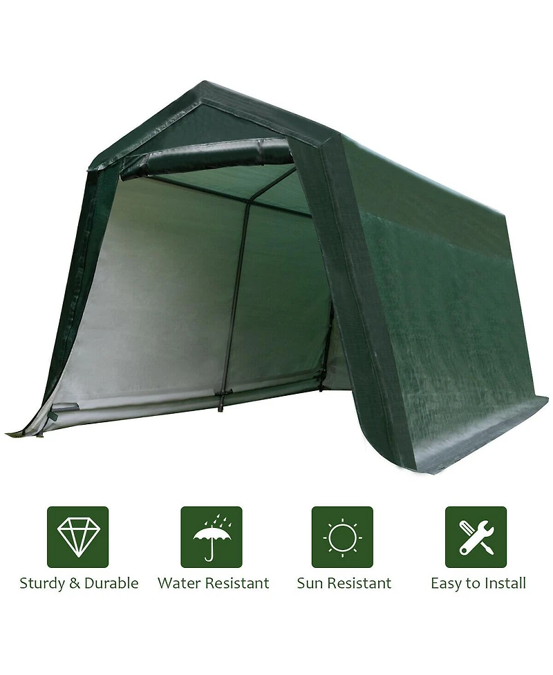Akiudex Heavy-Duty Outdoor Carport with Removable Door and Waterproof Cover