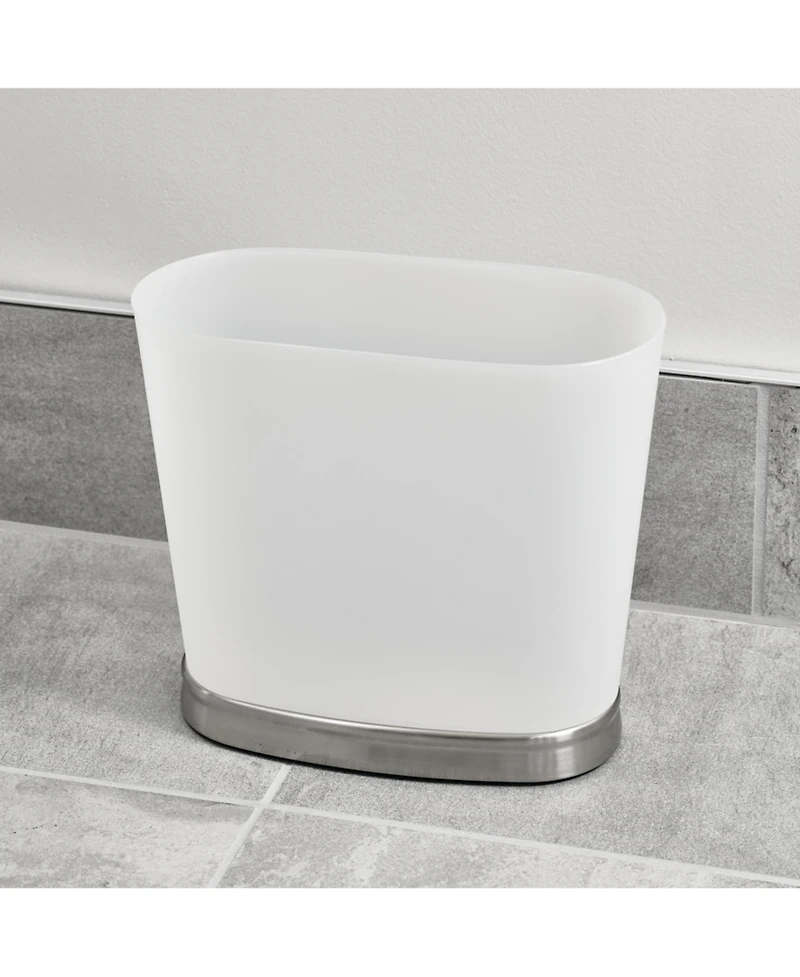 iDesign Small Oval Bathroom Trash Can - Frost/Brushed Nickel - Made in Usa