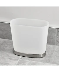 iDesign Small Oval Bathroom Trash Can - Frost/Brushed Nickel - Made in Usa