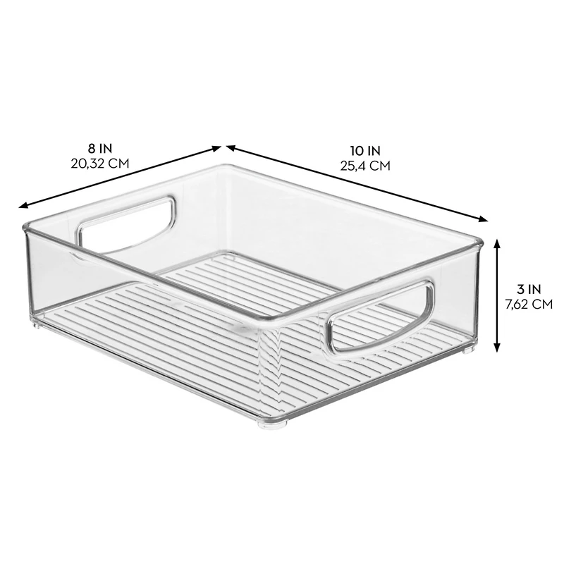 iDesign Plastic Stackable Pantry Bin with Handles, Set of 4, Clear