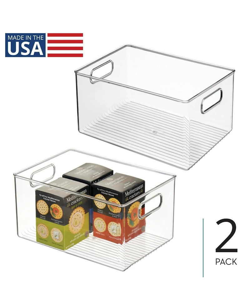 iDesign Pantry Storage Bin with Handles, Set of 2, Clear, Made in Usa