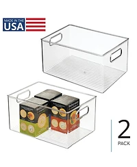 iDesign Pantry Storage Bin with Handles, Set of 2, Clear, Made in Usa