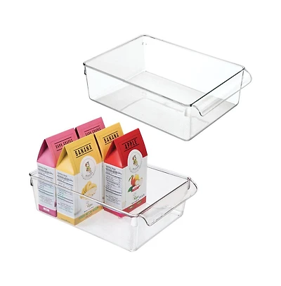 iDesign Fridge Storage Tray with Handle - Set of 2 - Clear