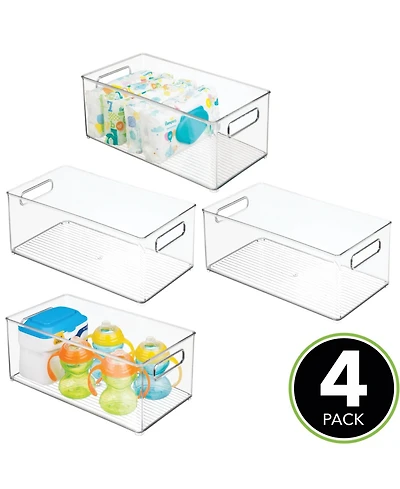 iDesign Plastic Stackable Fridge Bin with Handles, Set of 2, Clear, Made in Usa