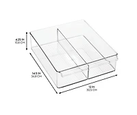 iDesign Divided Plastic Pantry Bin with Handle, Set of 2, Clear, Made in Usa