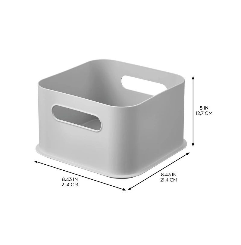 iDesign Plastic Pantry Storage Bin with Handles - Set of 2 - Gray - Made in Usa