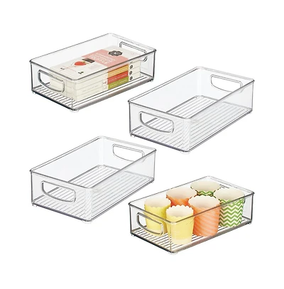 iDesign Stackable Pantry Storage Bin with Handles, Set of 4, Clear, Made in Usa