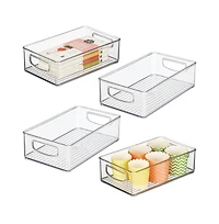 iDesign Stackable Pantry Storage Bin with Handles, Set of 4, Clear, Made in Usa
