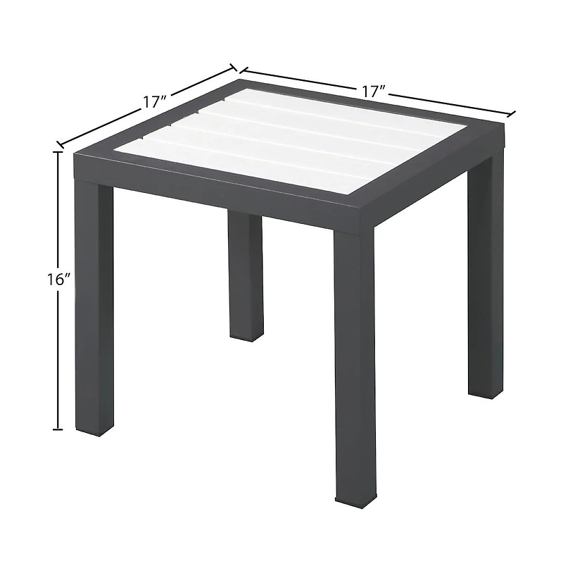 Meridian Furniture Nizuc White Wood Look Accent Paneling Outdoor Patio Aluminum End Table