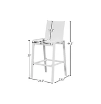 Meridian Furniture Nizuc White Mesh Water Resistant Fabric Outdoor Patio Barstool