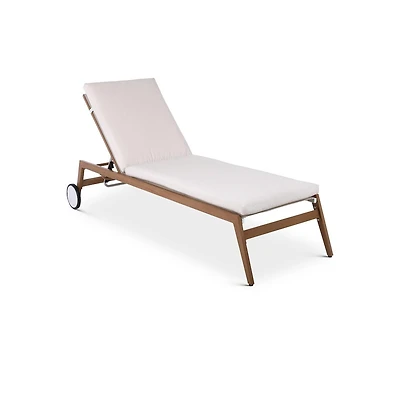 Meridian Furniture Maui Cream Water Resistant Fabric Outdoor Patio Lounger