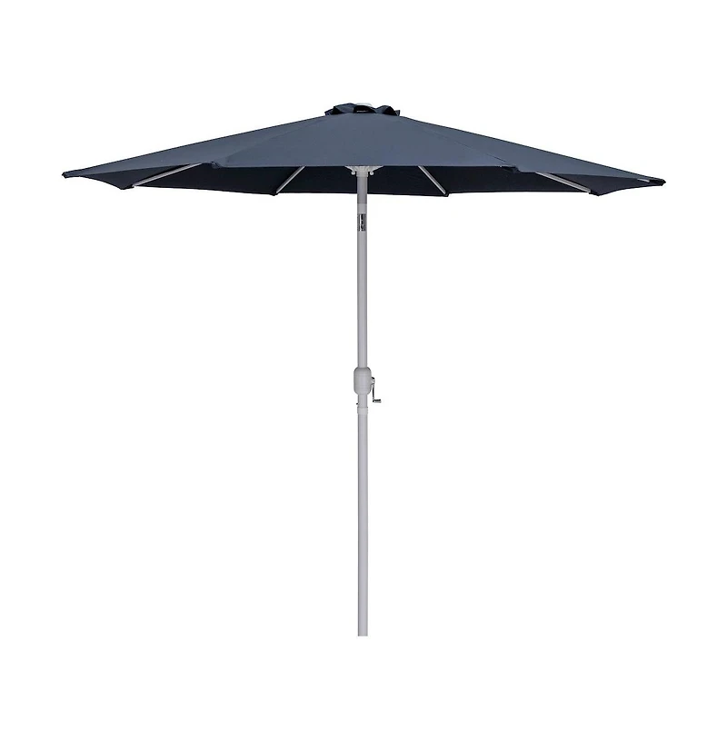 Meridian Furniture Fiji Grey Fabric / Teak Aluminum Patio Umbrella with Base Sets