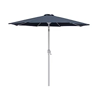 Meridian Furniture Fiji Grey Fabric / Teak Aluminum Patio Umbrella with Base Sets