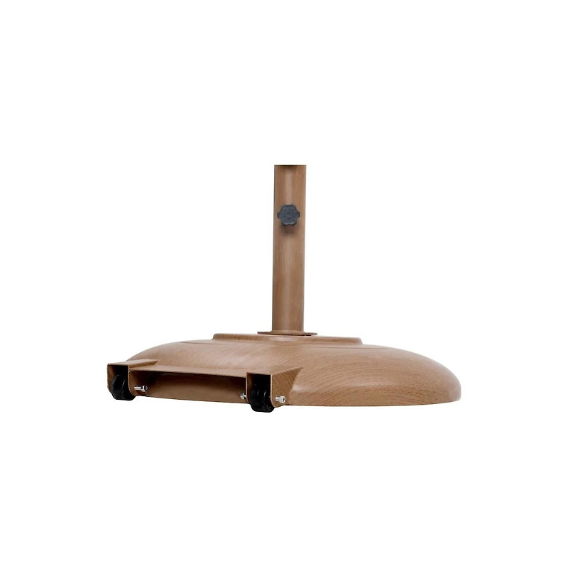 Meridian Furniture Fiji Beige Fabric / Teak Aluminum Patio Umbrella with Base Sets