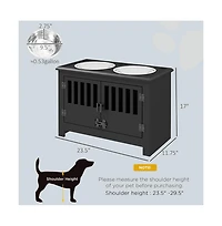 Aostirmotor 37in-l Black Elevated Dog Bowls Storage Cabinet Raised Dog Bowl Stand Feeding Station