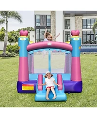 Akiudex Inflatable Water Slide Park with Climbing Wall Splash Pool and Ball Pit