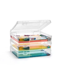 Sorbus Set of 3 Clear Stackable Portable Project Case Fits 10"x12" - Snap-Tight Closure, Ideal for Board Games, Crafts, and Office Supplies