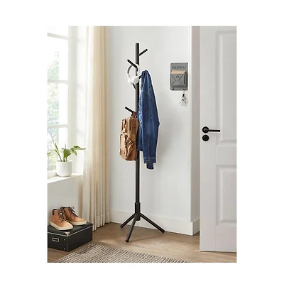 Slickblue Freestanding Solid Wood Coat Rack with 8 Hanging Hooks, Modern Design