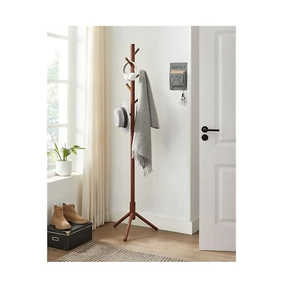 Slickblue Freestanding Solid Wood Coat Rack with 8 Hanging Hooks, Modern Design