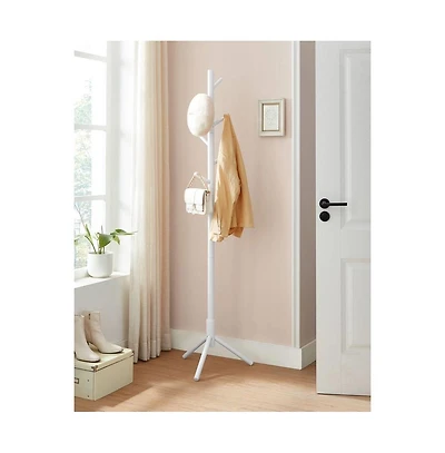 Slickblue Freestanding Solid Wood Coat Rack with 8 Hanging Hooks, Modern Design
