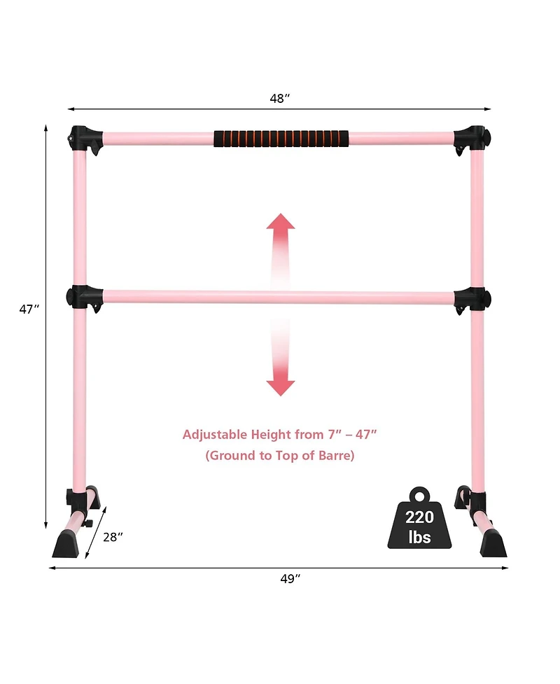 Akiudex Adjustable Freestanding Double Ballet Barre for Home or Studio
