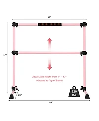 Akiudex Adjustable Freestanding Double Ballet Barre for Home or Studio