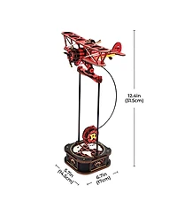 Robotime 3D Puzzle Wooden Model with Aircraft Theme, Diy Pendulum Toy for Kids Adults, Red, 5.7"6.7"12.4