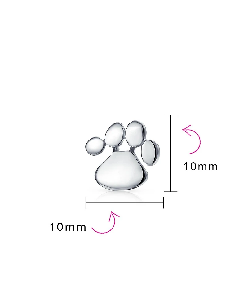 Bling Jewelry Set of 2 Bff Animal Lover Pet Dog Cat Paw Print Stud Earrings Sterling Silver