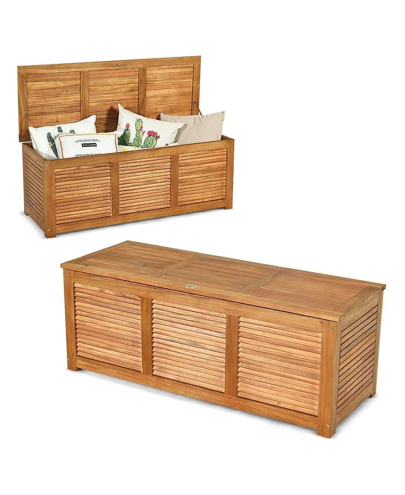 46 Gallon Acacia Wood Storage Bench Box for Patio, Garden, Deck