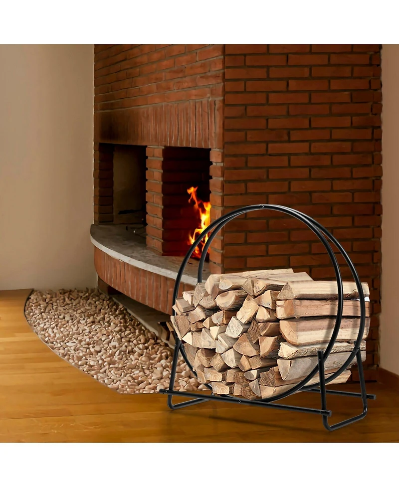 Akiudex 30-Inch Tubular Steel Log Hoop Firewood Storage Rack