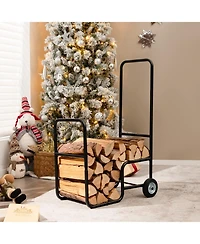 Akiudex Firewood Log Cart Carrier with Anti-Slip and Wear-Resistant Wheels
