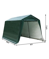 Akiudex Outdoor Carport Shed with Sidewalls and Waterproof Ripstop Cover - 8 x 14 Feet