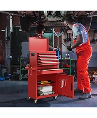 Akiudex 2-in-1 rolling tool chest with 5 sliding lockable drawers