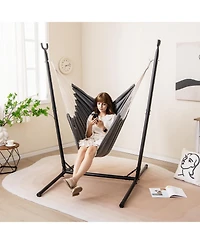 Akiudex Hammock Chair with Stand, 6-Position Adjustable Height and Side Pocket